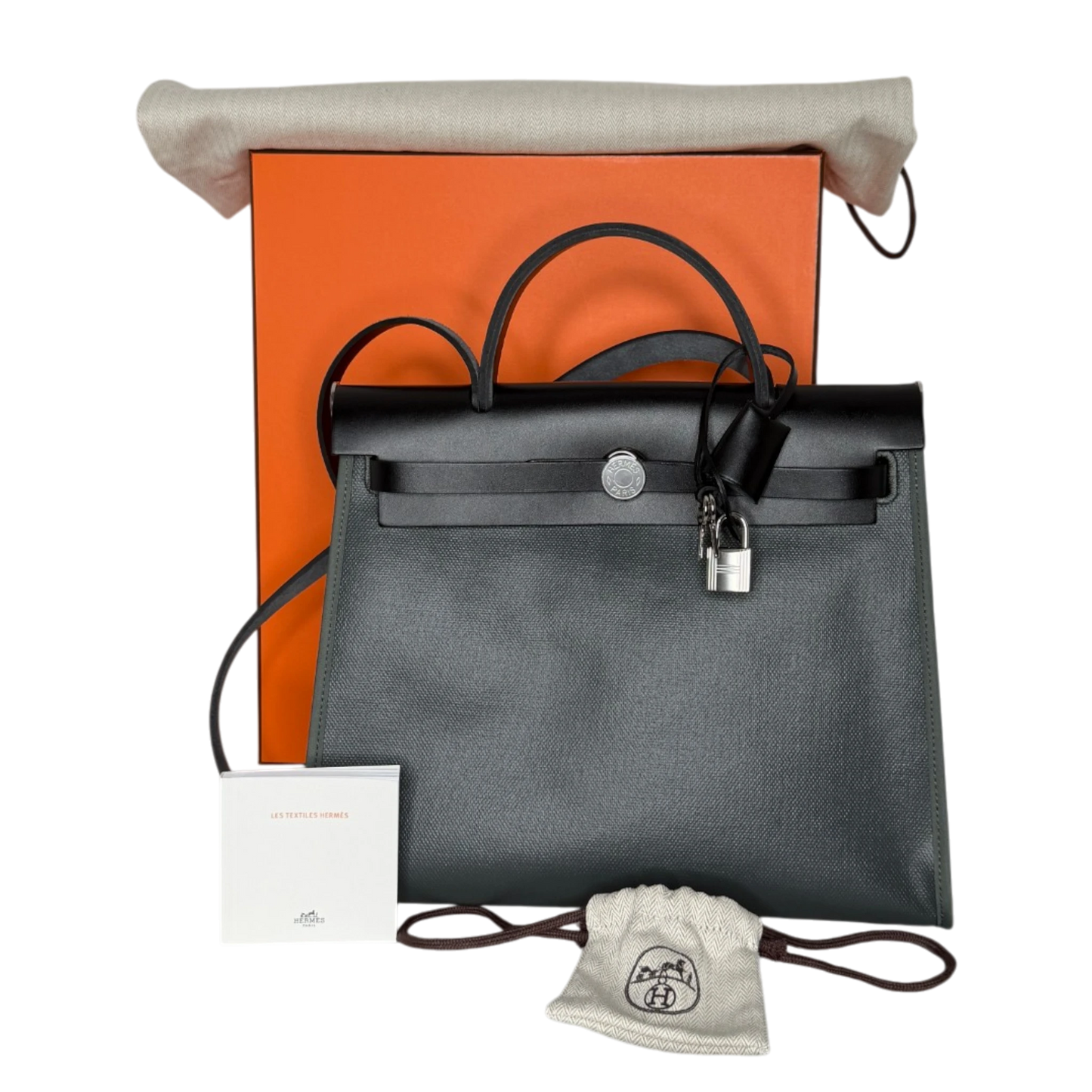 Hermès Herbag Zip 31 Toile Vert Mangrove Noir Palladium Full Set Hermès