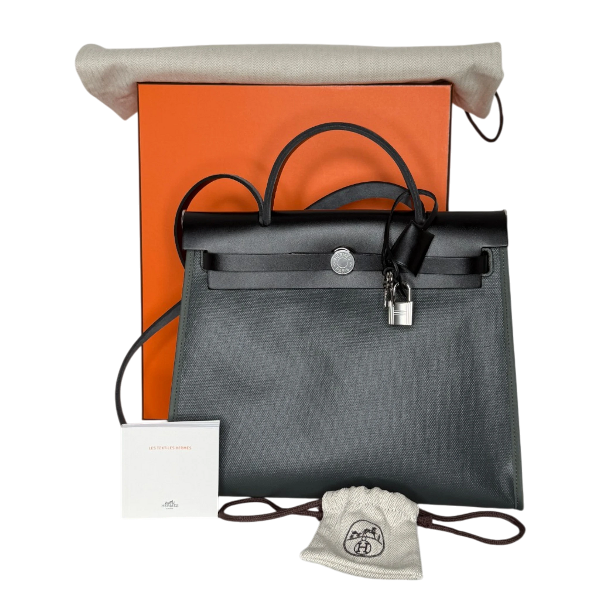 Hermès Herbag Zip 31 Toile Vert Mangrove Noir Palladium Full Set Hermès