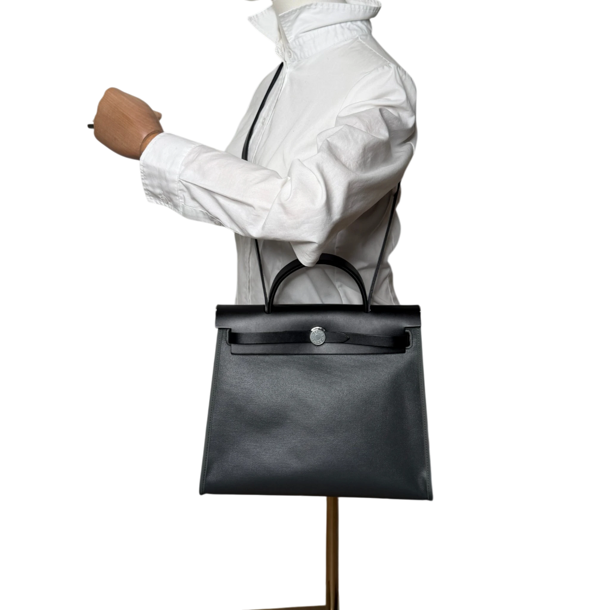 Hermès Herbag Zip 31 Toile Vert Mangrove Noir Palladium Full Set Hermès