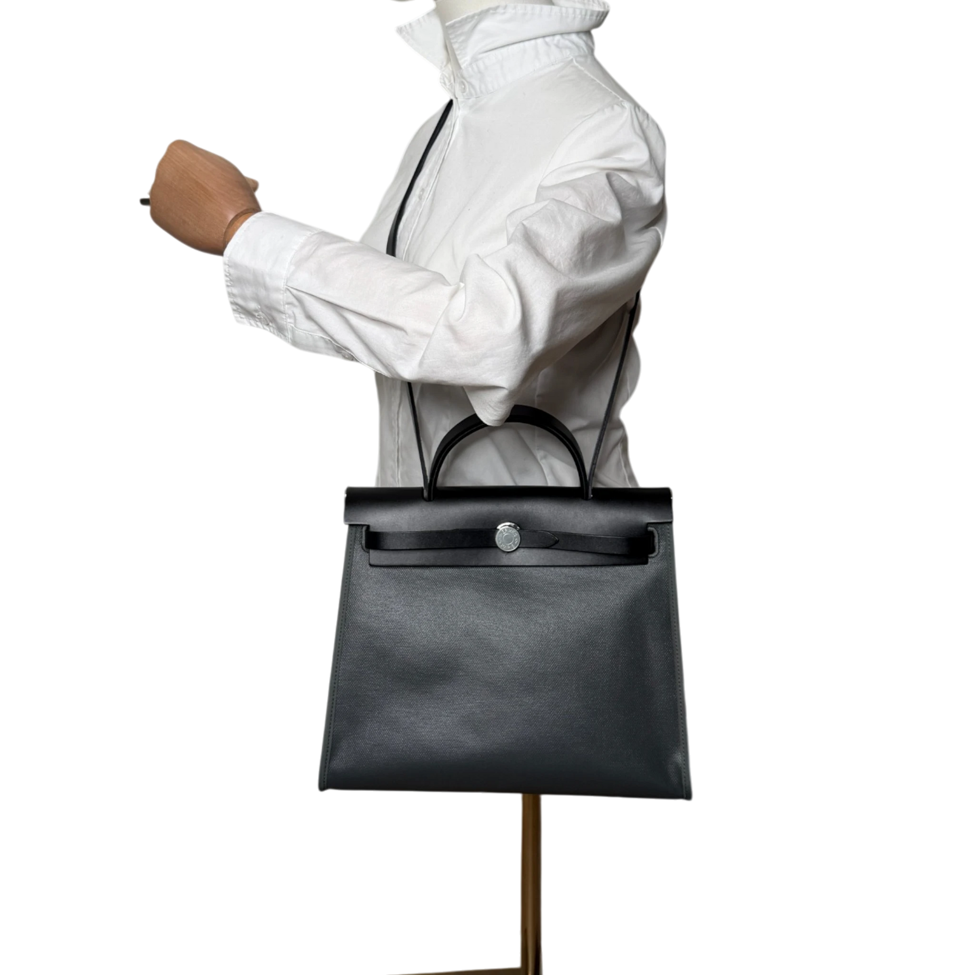 Hermès Herbag Zip 31 Toile Vert Mangrove Noir Palladium Full Set Hermès