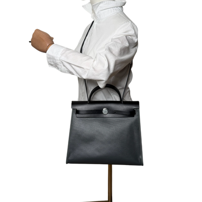 Hermès Herbag Zip 31 Toile Vert Mangrove Noir Palladium Full Set Hermès