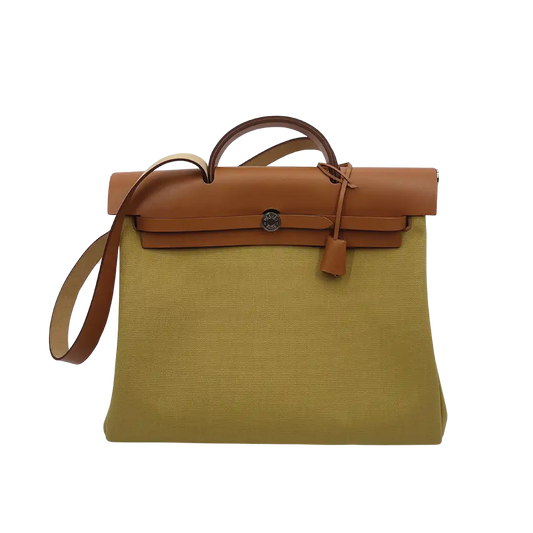 Hermès Herbag Zip 39 Palladium Hardware Ginger / Naturel Fullset 2024 / neuwertig Hermès