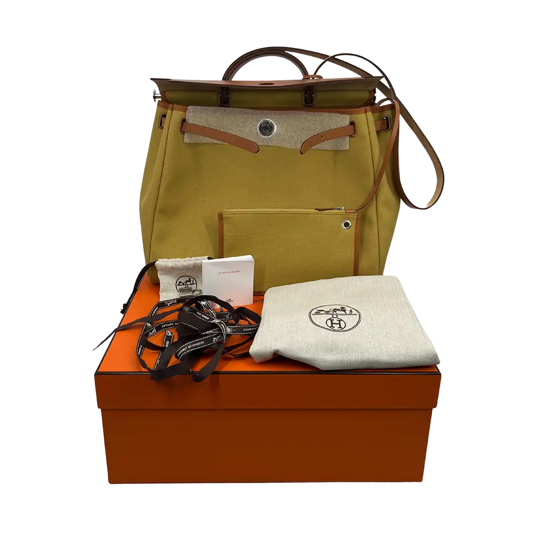 Hermès Herbag Zip 39 Palladium Hardware Ginger / Naturel Fullset 2024 / neuwertig Hermès