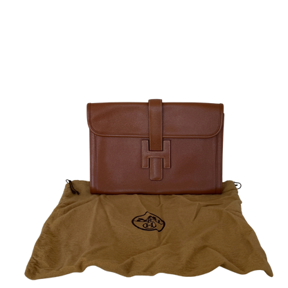 Hermès Vintage Jige 29 Courchevel Leder braun / gut Hermès