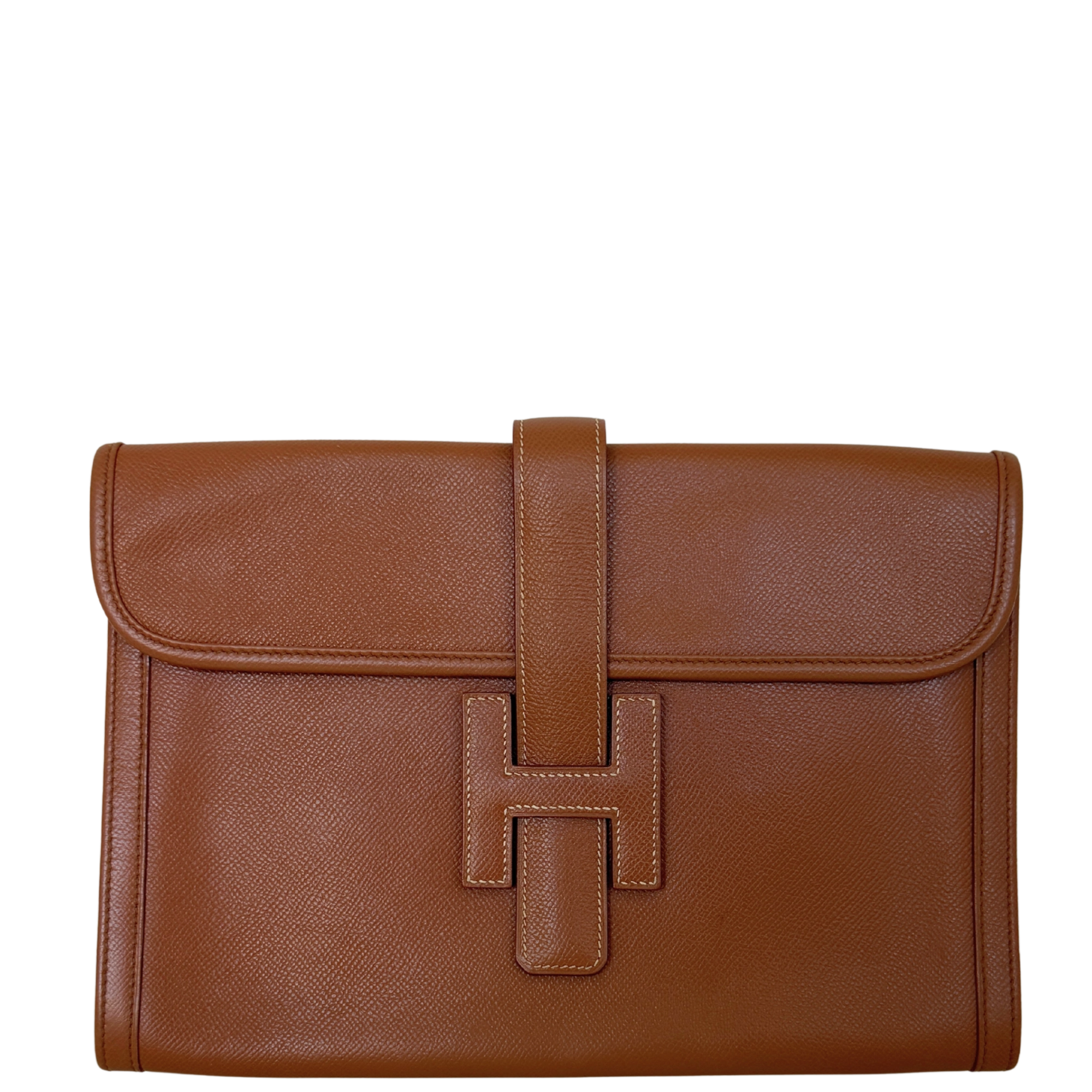 Hermès Vintage Jige 29 Courchevel Leder braun / gut Hermès