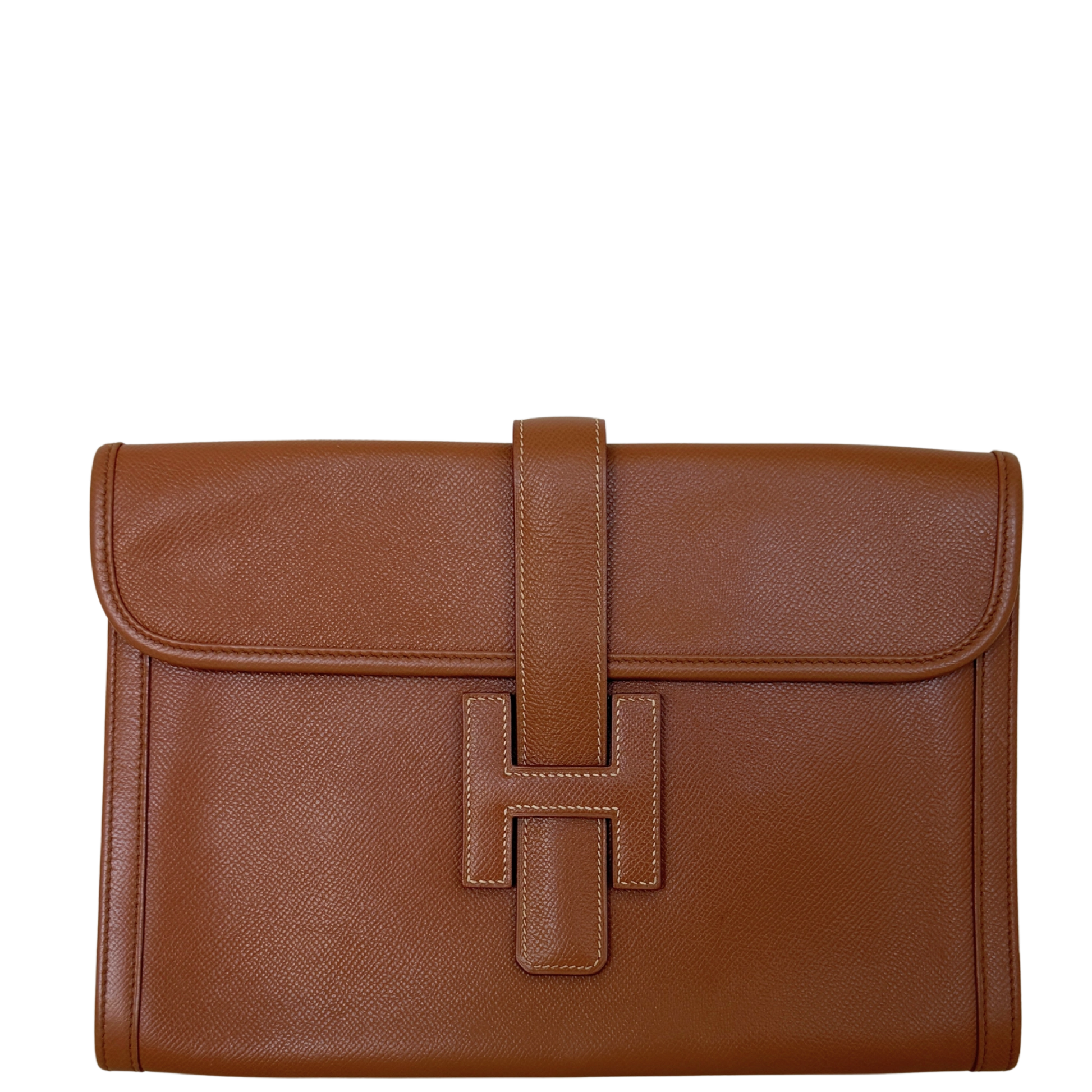 Hermès Vintage Jige 29 Courchevel Leder braun / gut Hermès