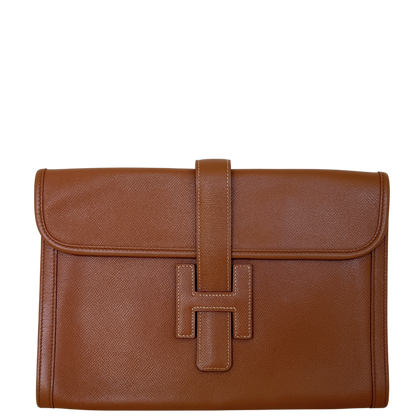 Hermès Vintage Jige 29 Courchevel Leder braun / gut Hermès