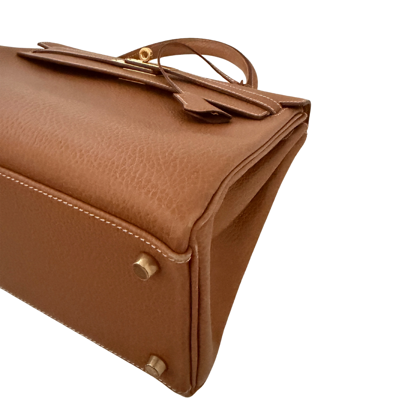 Hermès Kelly Bag 32 Clemence Leder goldene Hardware braun / sehr gut