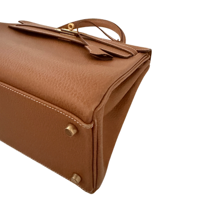 Hermès Kelly Bag 32 Clemence Leder goldene Hardware braun / sehr gut