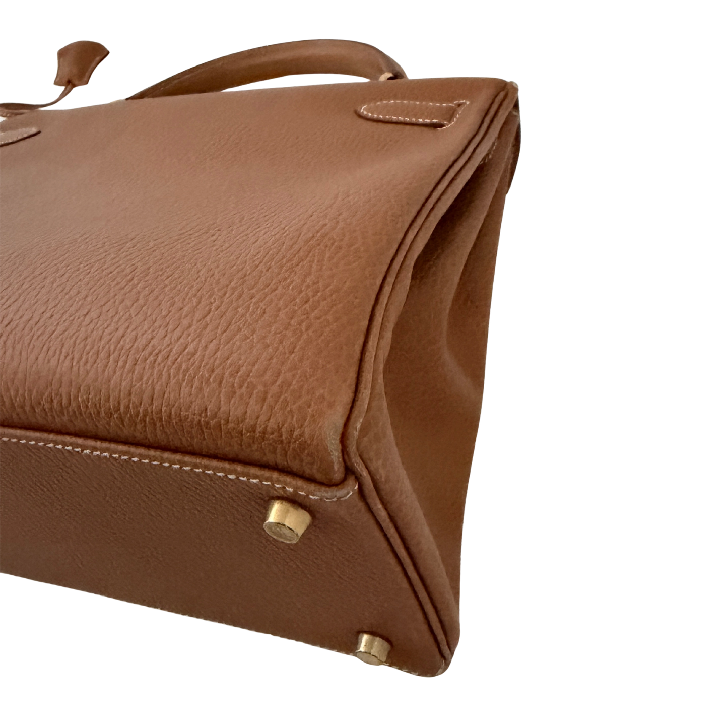 Hermès Kelly Bag 32 Clemence Leder goldene Hardware braun / sehr gut