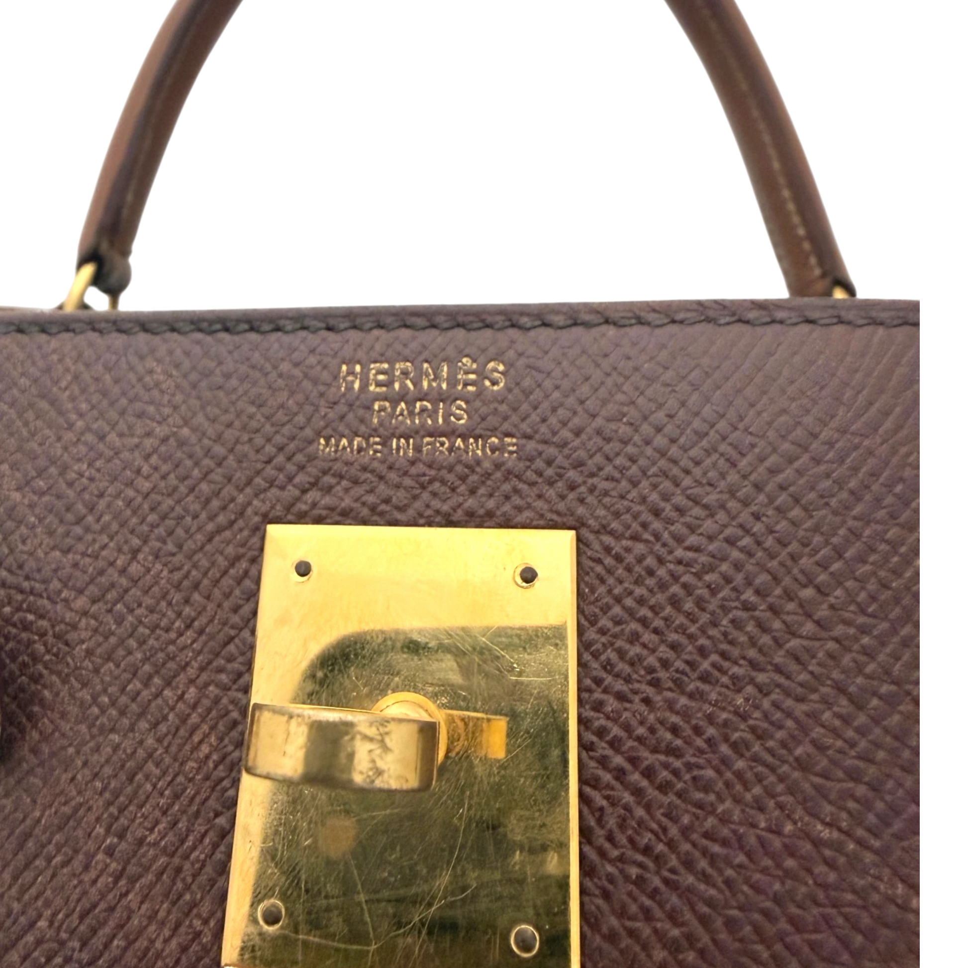 Hermès Kelly 35 Retourne Courchevel Havane/Gold Bicolor GHW 1993 Echtheitscheck