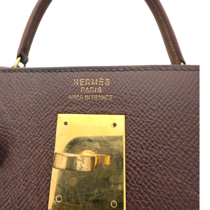 Hermès Kelly 35 Retourne Courchevel Havane/Gold Bicolor GHW 1993 Echtheitscheck