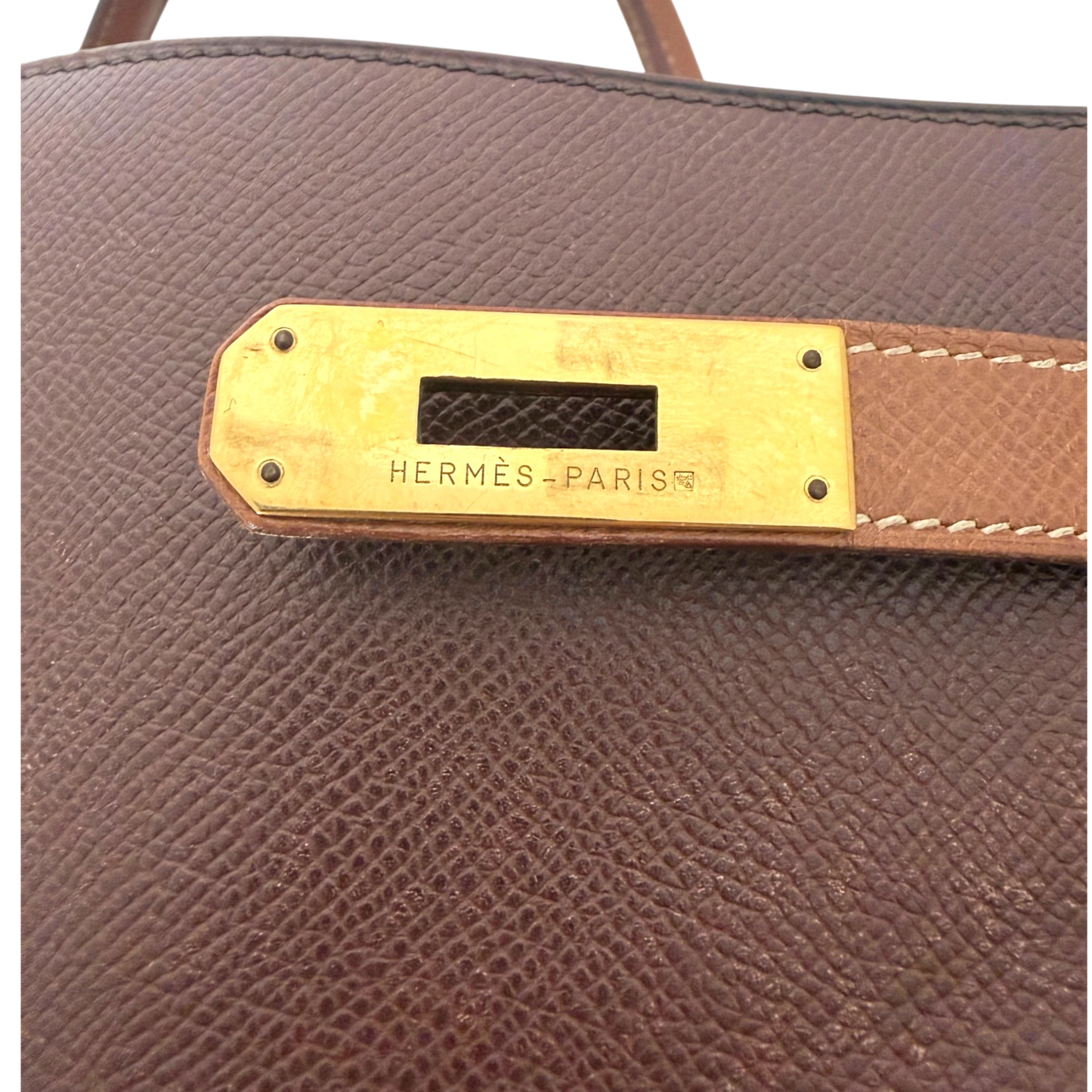 Hermès Kelly 35 Retourne Courchevel Havane/Gold Bicolor GHW 1993 Echtheitscheck