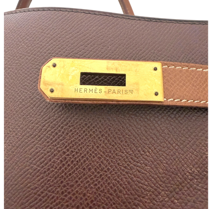 Hermès Kelly 35 Retourne Courchevel Havane/Gold Bicolor GHW 1993 Echtheitscheck