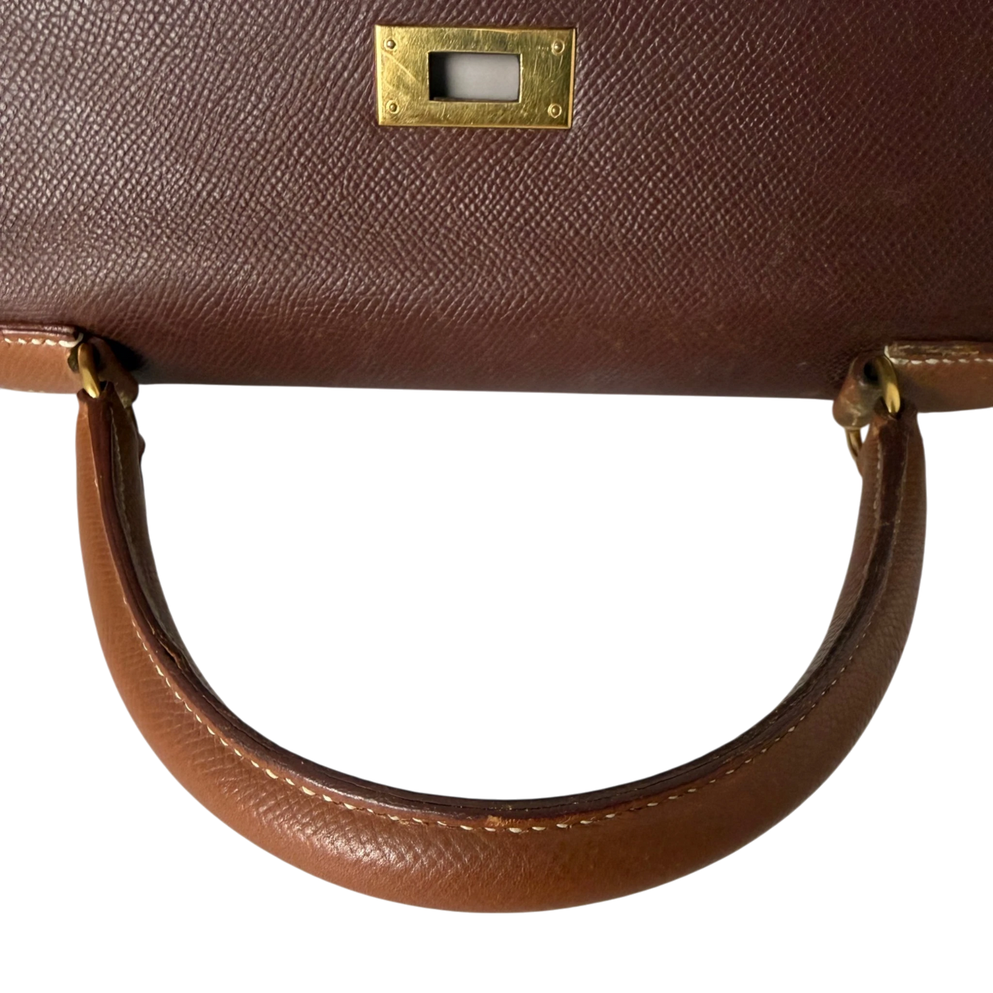 Hermès Kelly 35 Retourne Courchevel Havane/Gold Bicolor GHW 1993 Echtheitscheck