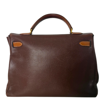 Hermès Kelly 35 Retourne Courchevel Havane/Gold Bicolor GHW 1993 Echtheitscheck