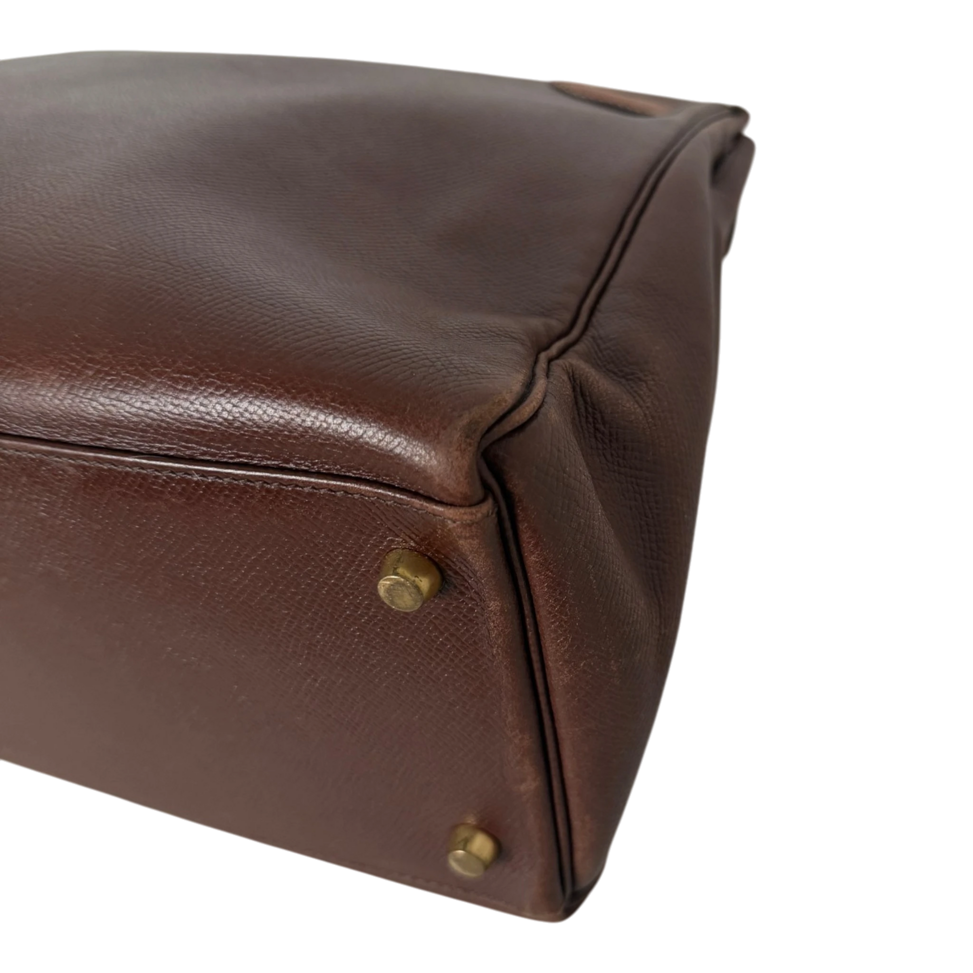 Hermès Kelly 35 Retourne Courchevel Havane/Gold Bicolor GHW 1993 Echtheitscheck