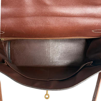 Hermès Kelly 35 Retourne Courchevel Havane/Gold Bicolor GHW 1993 Echtheitscheck