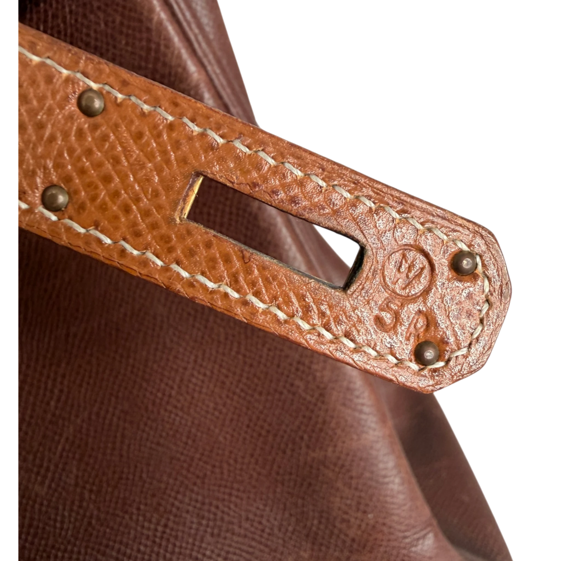 Hermès Kelly 35 Retourne Courchevel Havane/Gold Bicolor GHW 1993 Echtheitscheck
