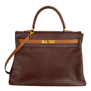 Hermès Kelly 35 Retourne Courchevel Havane/Gold Bicolor GHW 1993