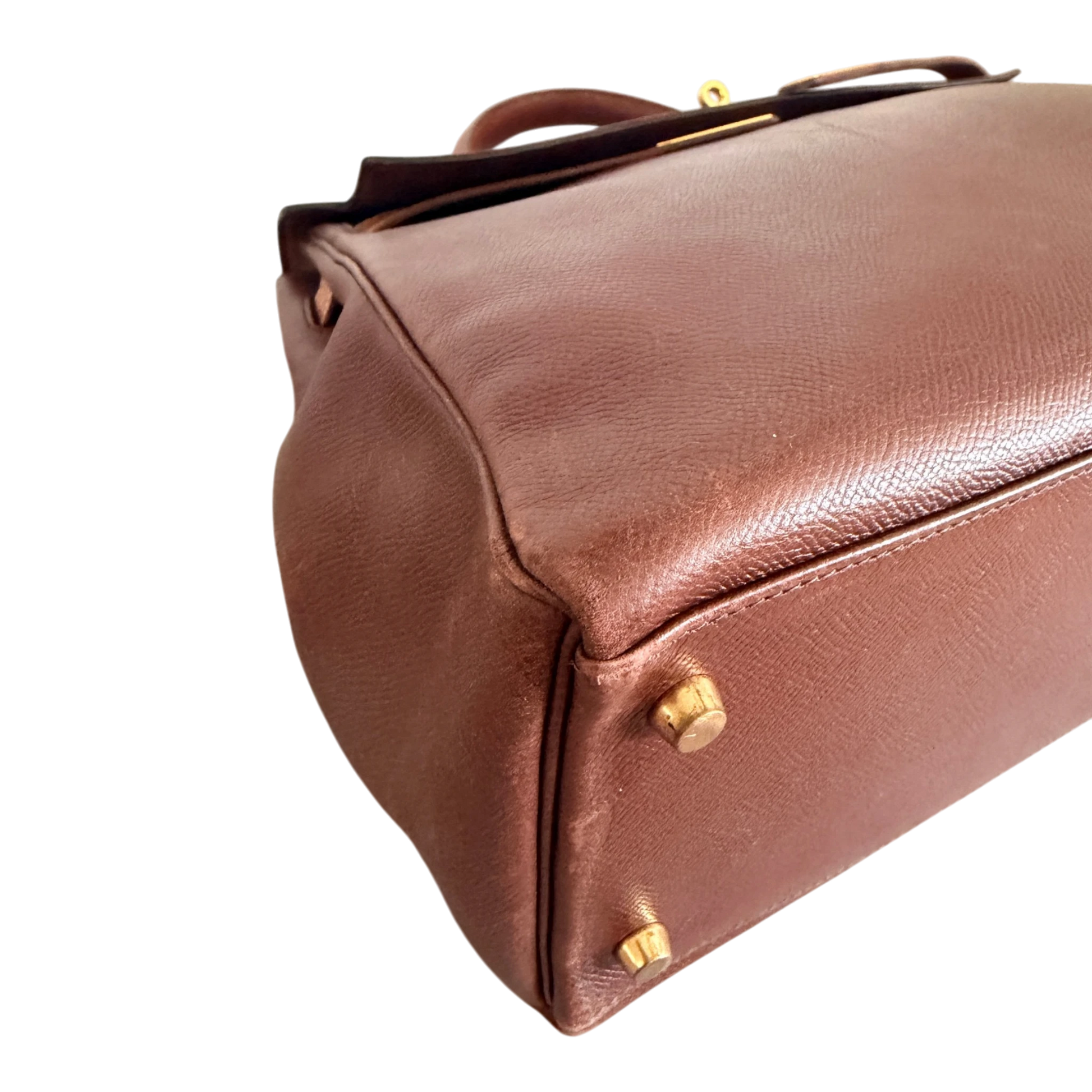 Hermès Kelly 35 Retourne Courchevel Havane/Gold Bicolor GHW 1993 Echtheitscheck