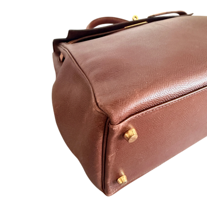 Hermès Kelly 35 Retourne Courchevel Havane/Gold Bicolor GHW 1993 Echtheitscheck