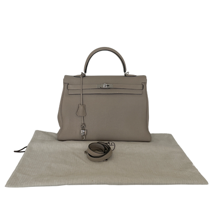 Hermès Kelly 35 Togo Leder Gris Tourterelle / sehr gut Echtheitscheck
