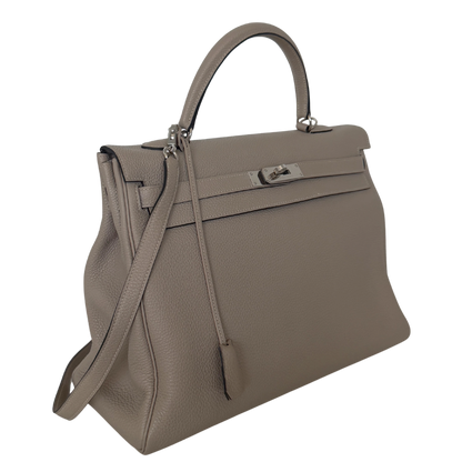 Hermès Kelly 35 Togo Leder Gris Tourterelle / sehr gut Echtheitscheck