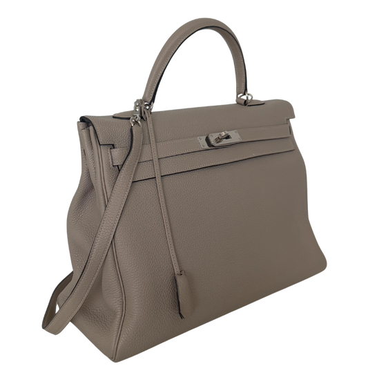 Hermès Kelly 35 Togo Leder Gris Tourterelle / sehr gut Echtheitscheck