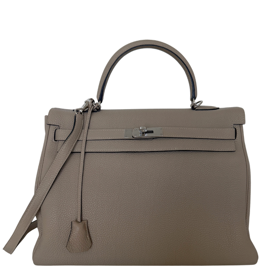 Hermès Kelly 35 Togo Leder Gris Tourterelle / sehr gut Echtheitscheck