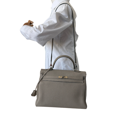 Hermès Kelly 35 Togo Leder Gris Tourterelle / sehr gut Echtheitscheck