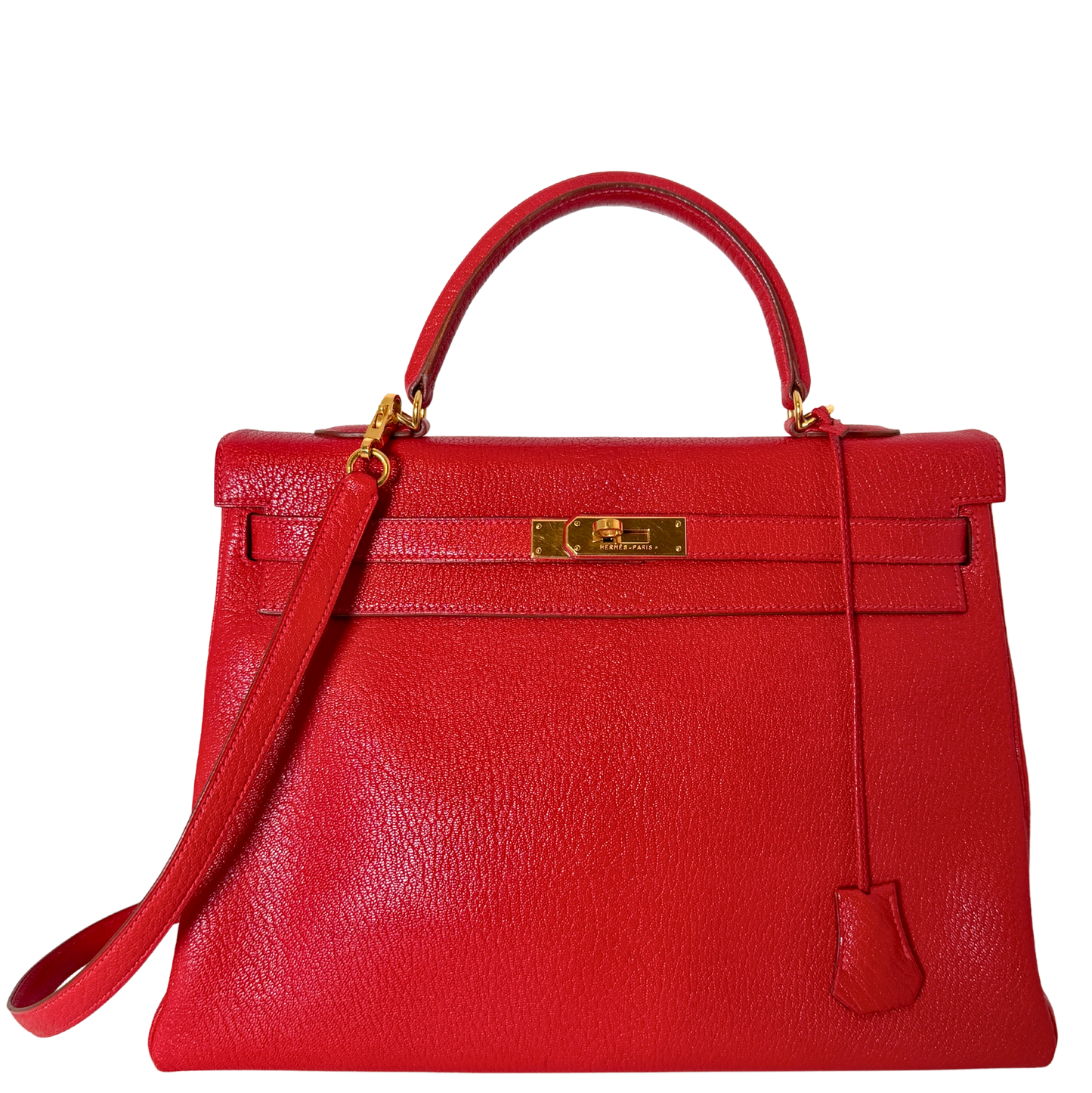 Hermès Vintage Chèvre Mysore Retourné 35 Kelly Bag Rouge Vif goldene Hardware / sehr gut Hermès