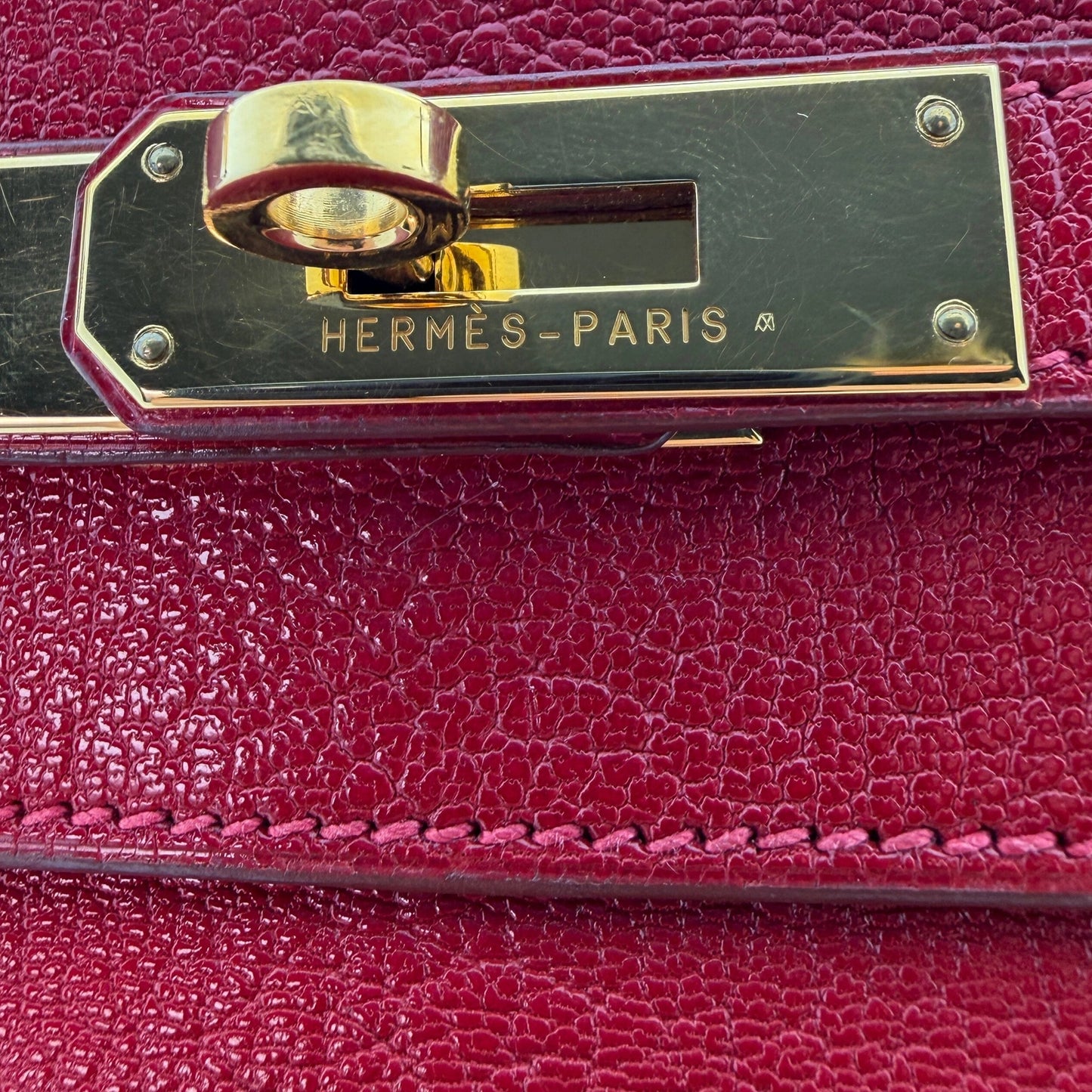 Hermès Vintage Chèvre Mysore Retourné 35 Kelly Bag Rouge Vif goldene Hardware / sehr gut Hermès