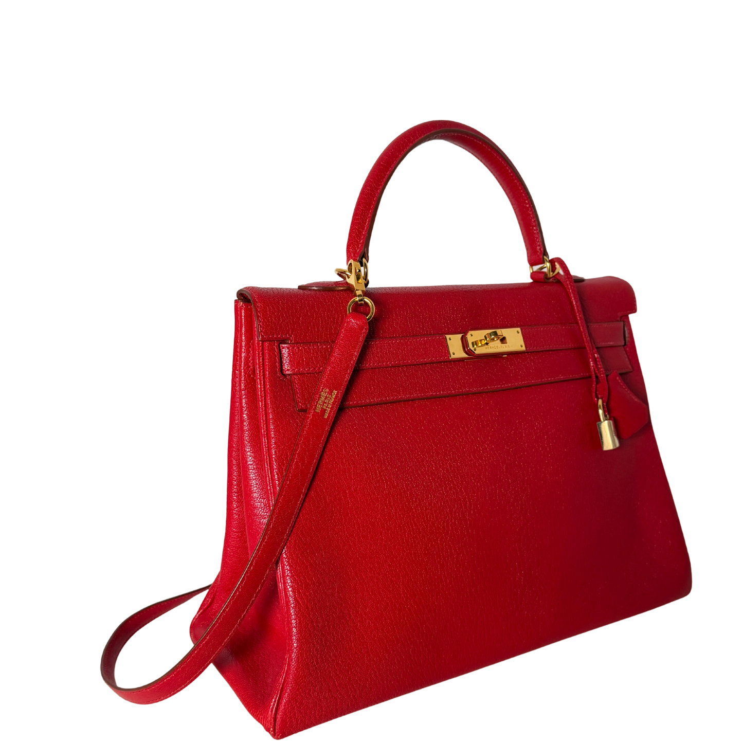 Hermès Vintage Chèvre Mysore Retourné 35 Kelly Bag Rouge Vif goldene Hardware / sehr gut Hermès