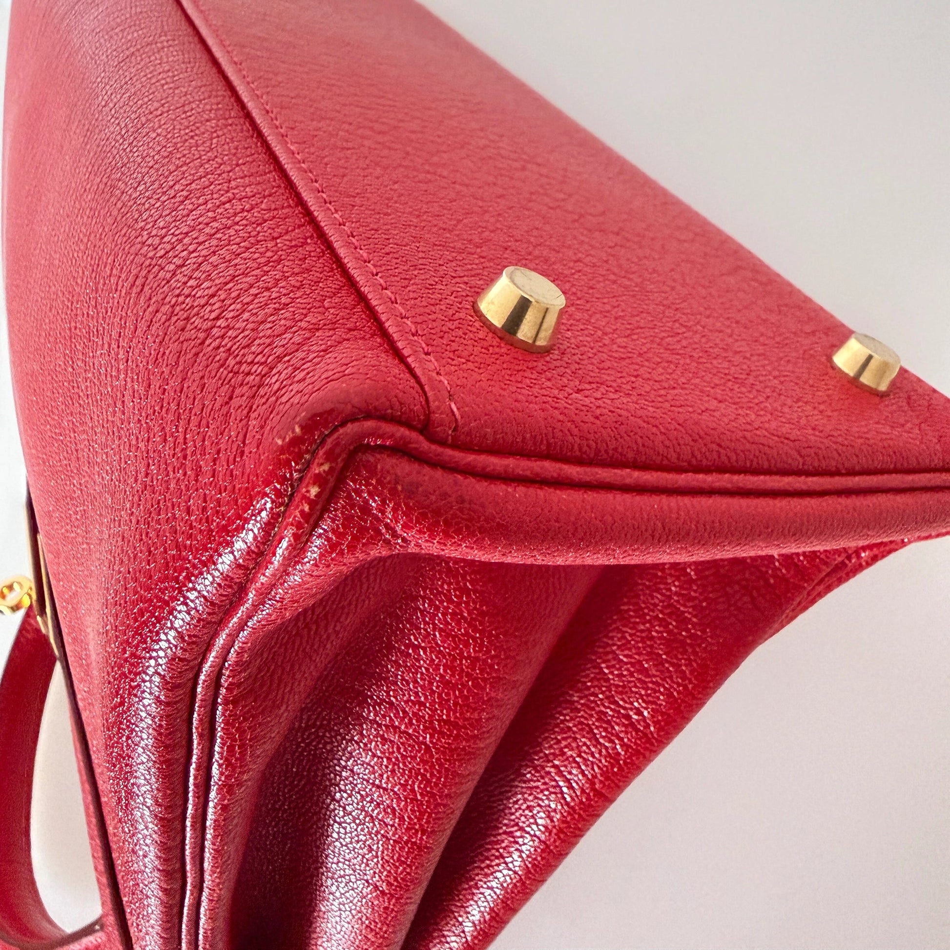 Hermès Vintage Chèvre Mysore Retourné 35 Kelly Bag Rouge Vif goldene Hardware / sehr gut Hermès