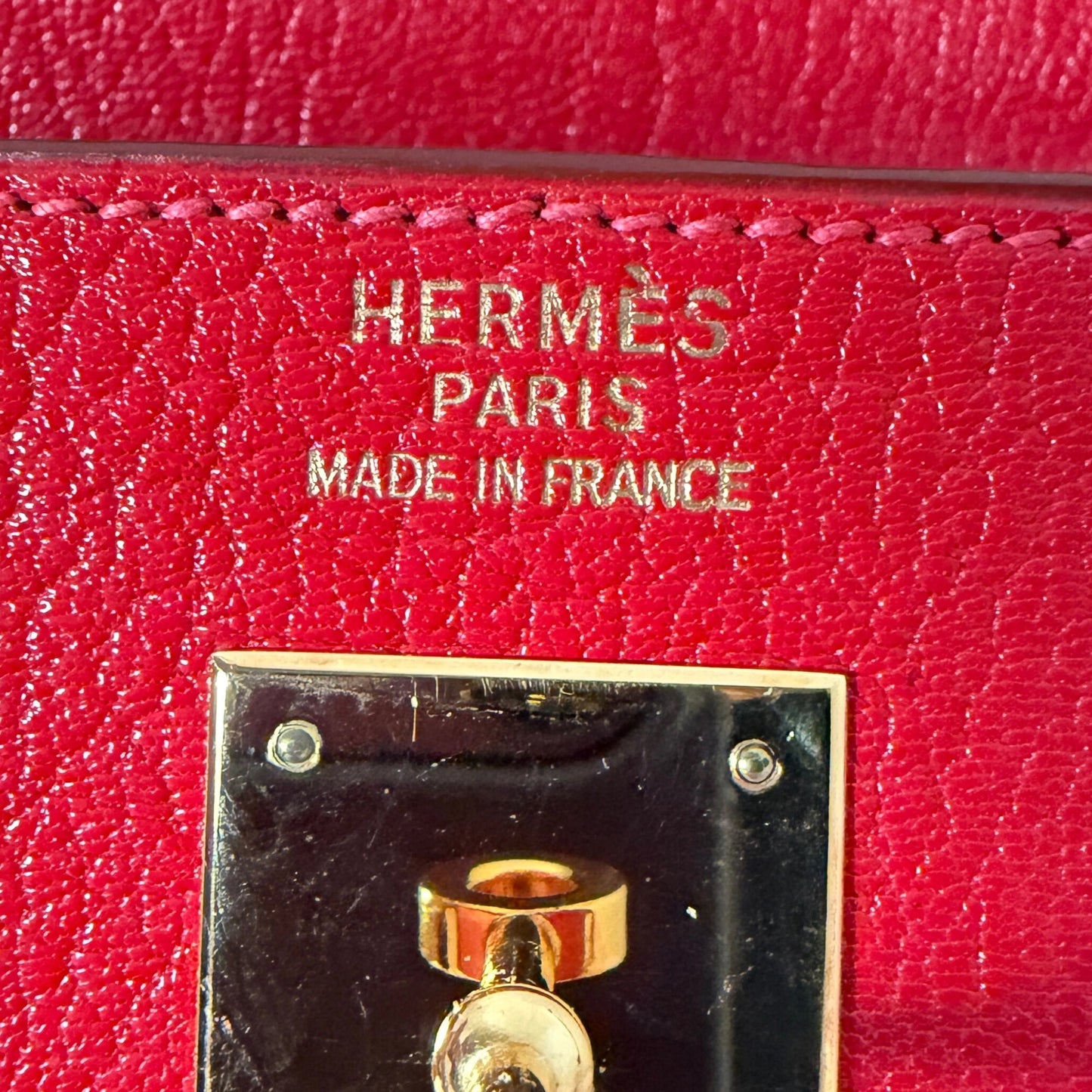 Hermès Vintage Chèvre Mysore Retourné 35 Kelly Bag Rouge Vif goldene Hardware / sehr gut Hermès