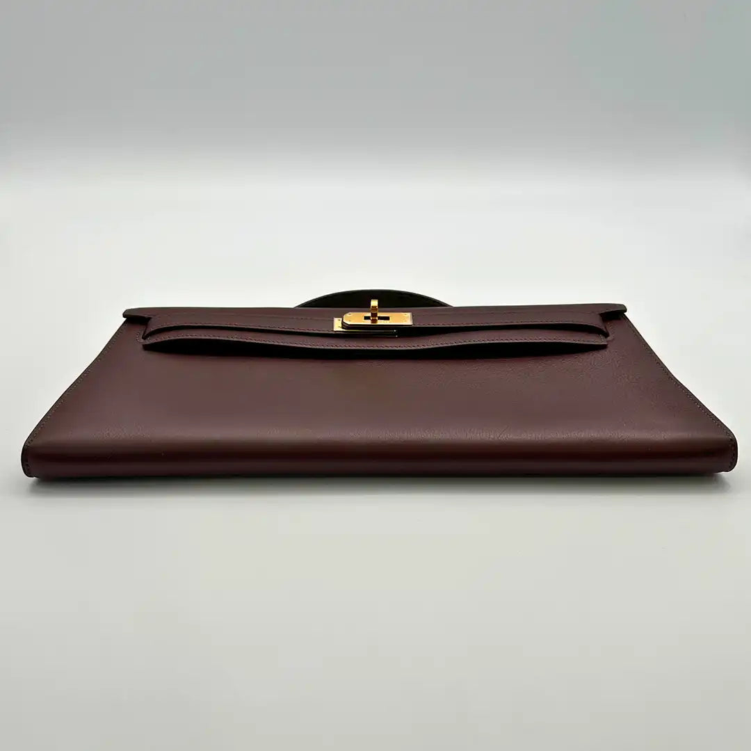 Hermès Kelly Cut Clutch Swift braun / ungetragen Echtheitscheck