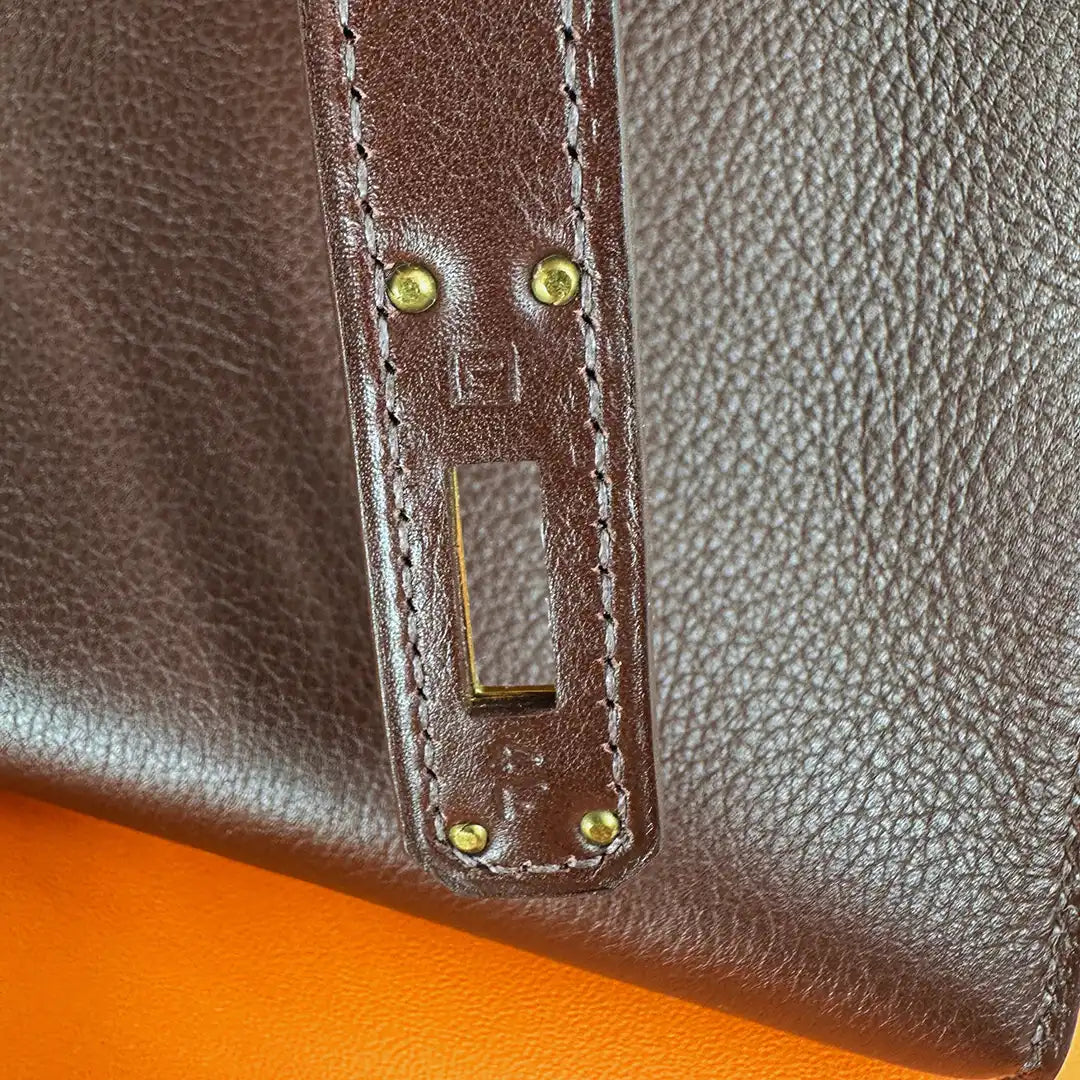 Hermès Kelly Cut Clutch Swift braun / ungetragen Echtheitscheck