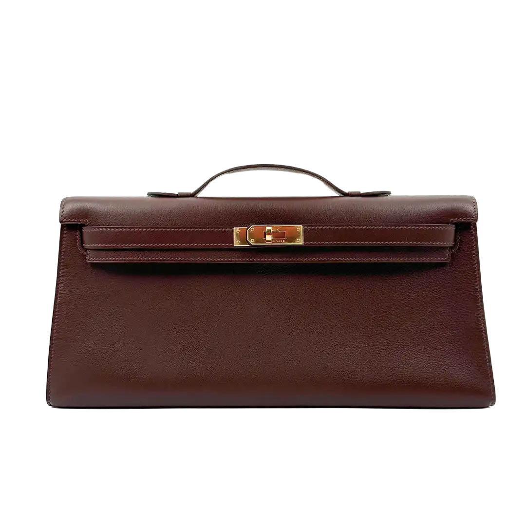 Hermès Kelly Cut Clutch Swift braun / ungetragen Echtheitscheck