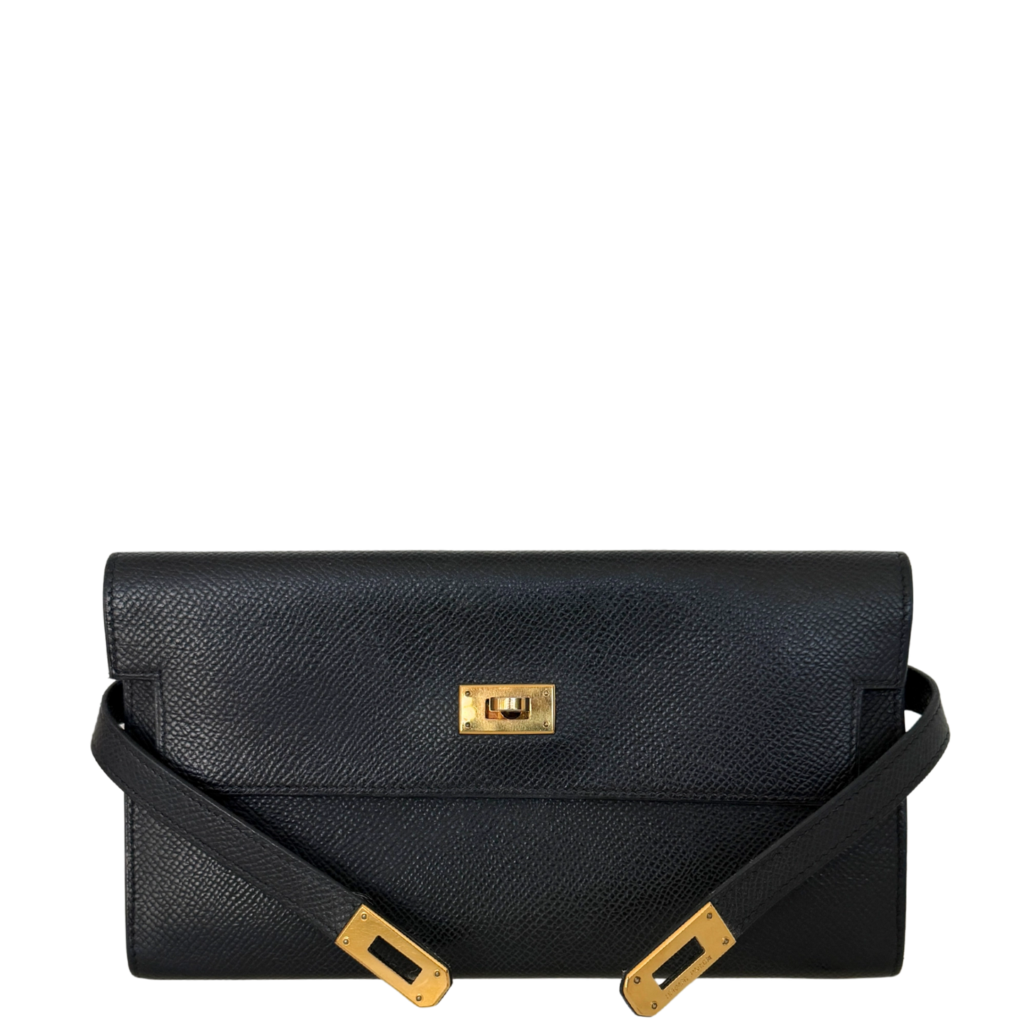 Hermes Kelly Long Wallet schwarz goldene Hardware Epsom Leder / sehr gut Hermès