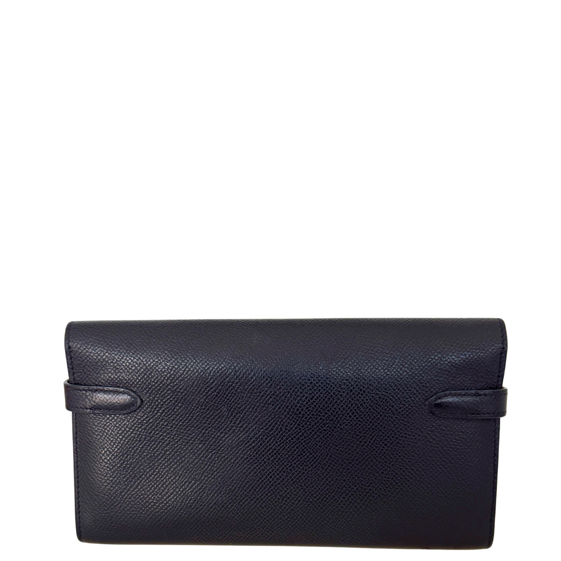 Hermes Kelly Long Wallet schwarz goldene Hardware Epsom Leder / sehr gut Hermès