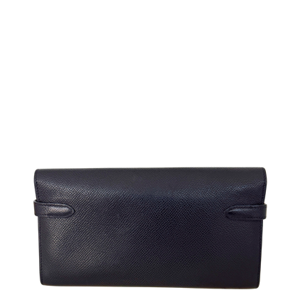 Hermes Kelly Long Wallet schwarz goldene Hardware Epsom Leder / sehr gut Hermès