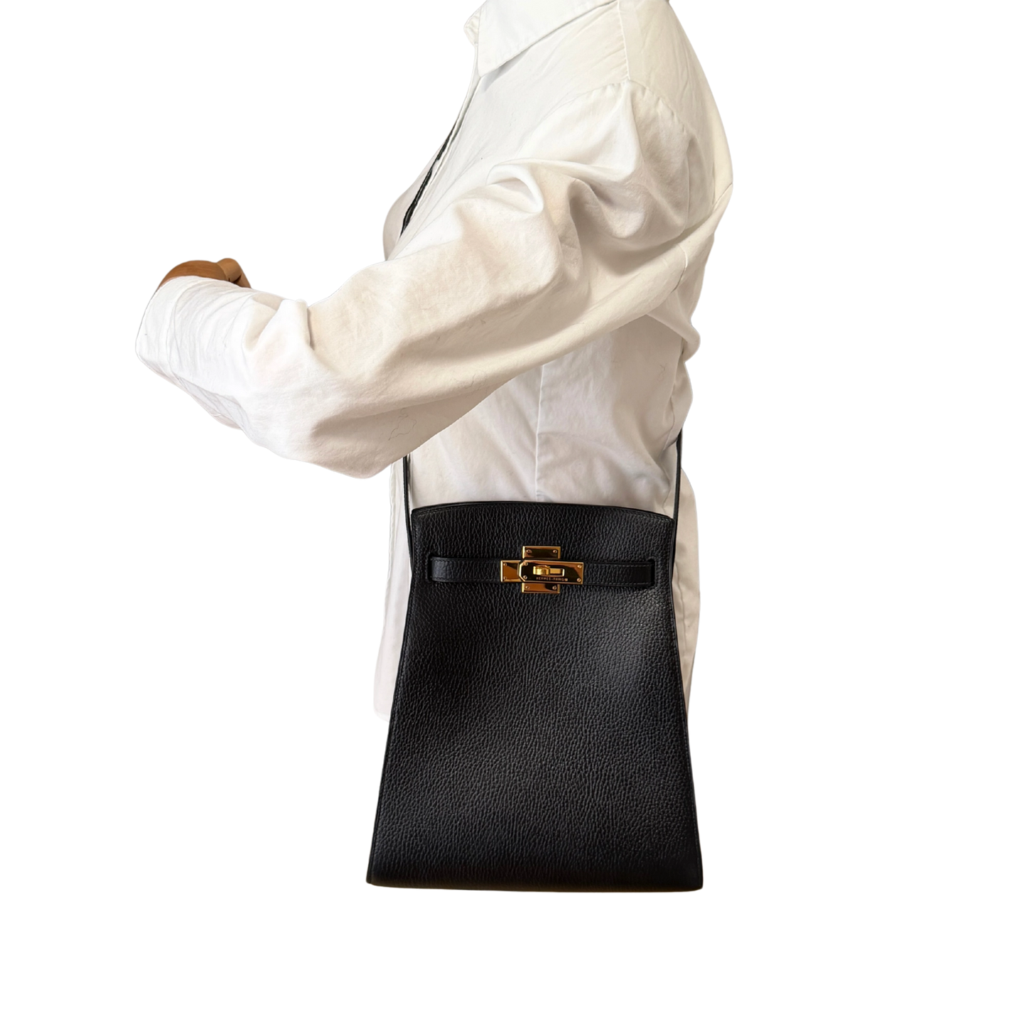Hermès Kelly Sport Ardennes noir GHW Vintage / sehr gut Hermès