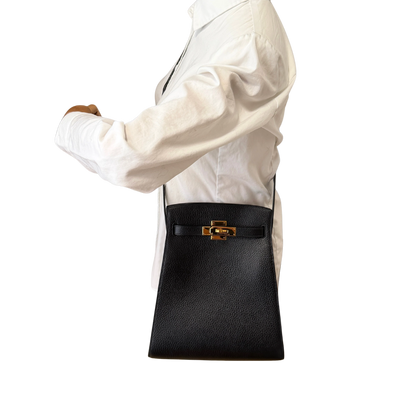 Hermès Kelly Sport Ardennes noir GHW Vintage / sehr gut Hermès