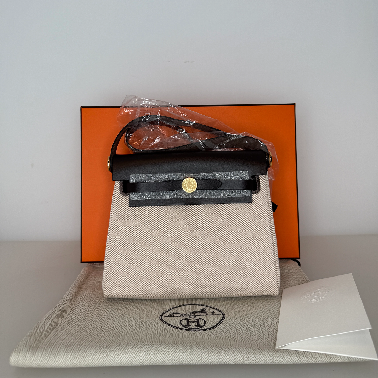 Hermès Herbag Zip 20 Mini Ecru Beige GHW Fullset / neuwertig Hermès