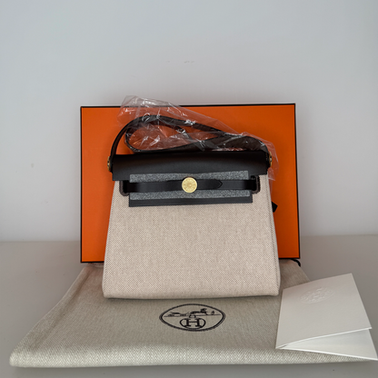 Hermès Herbag Zip 20 Mini Ecru Beige GHW Fullset / neuwertig Hermès