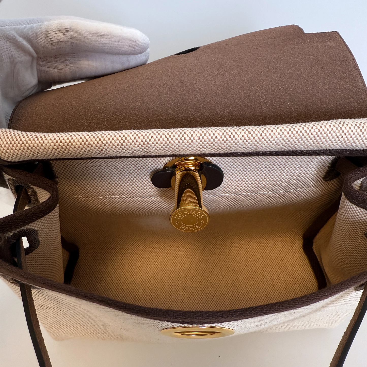 Hermès Herbag Zip 20 Mini Ecru Beige GHW Fullset / neuwertig Hermès