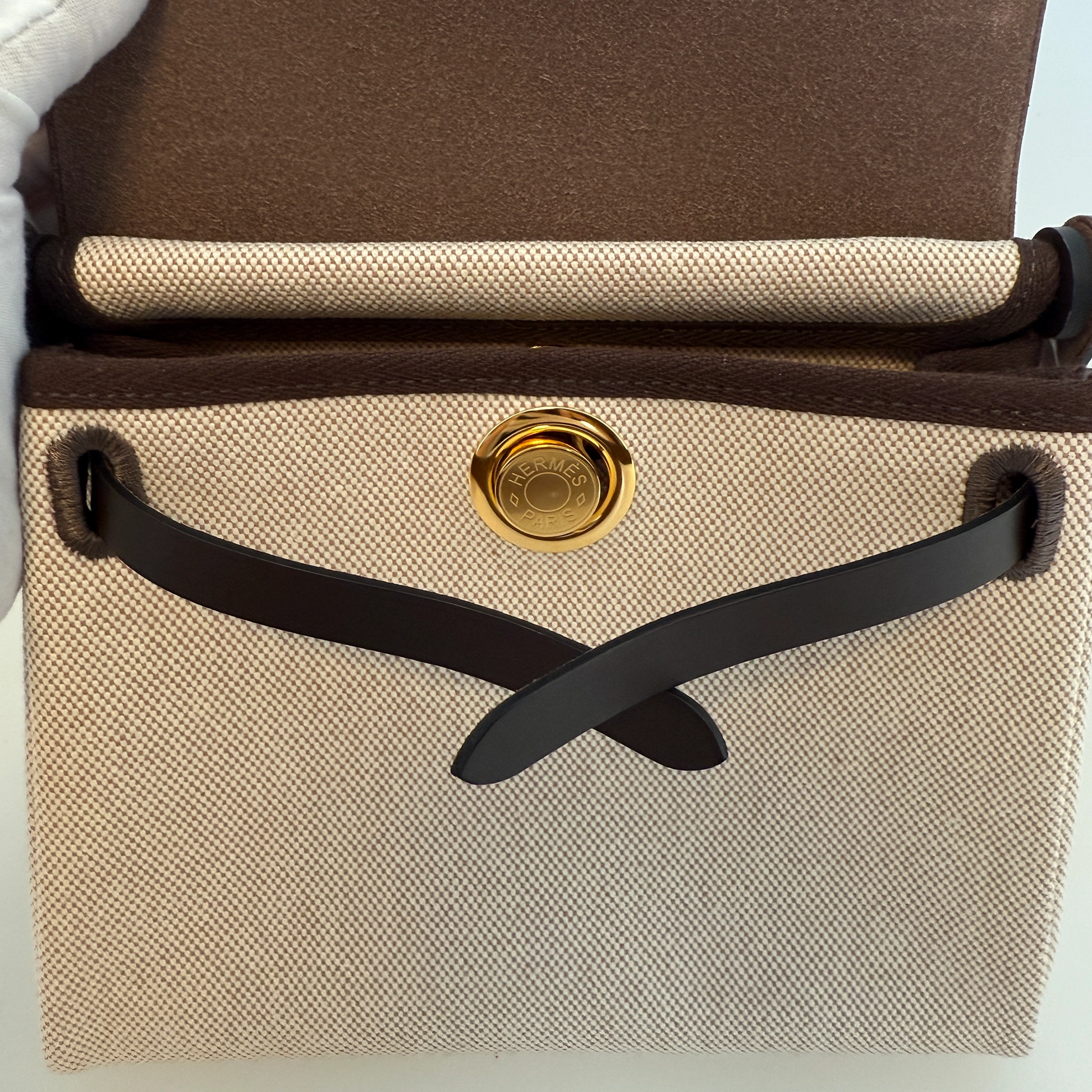 Hermès Herbag Zip 20 Mini Ecru Beige GHW Fullset / neuwertig Hermès