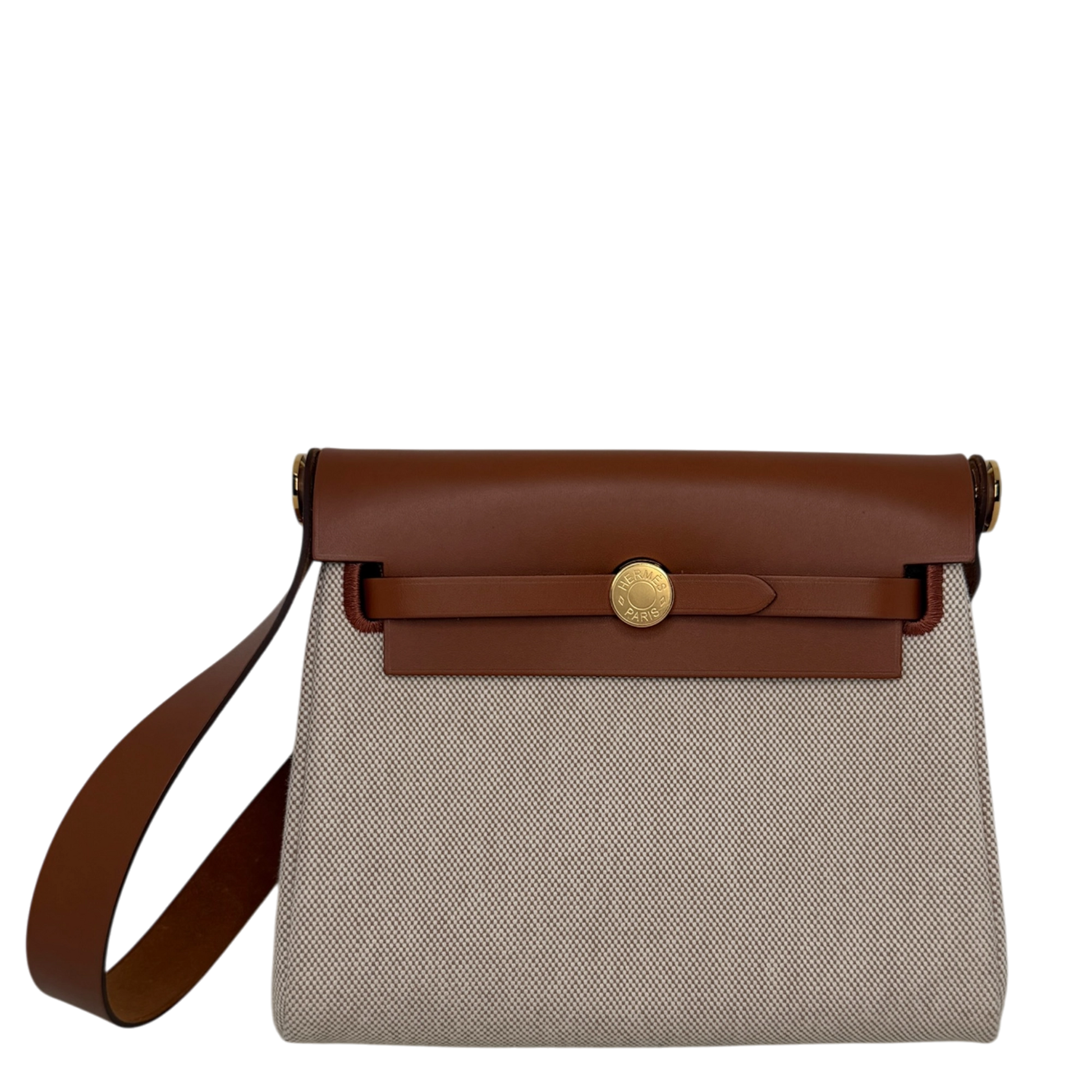 Hermès Herbag Zip 20 Mini Toile H Viking Ecru-Beige Fauve Hermès