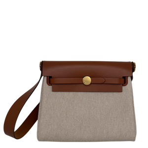 Hermès Herbag Zip 20 Mini Toile H Viking Ecru-Beige Fauve